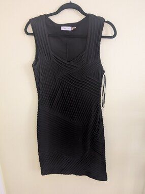 Calvin Klein Black Sleeveless Pintuck Pleated Dress